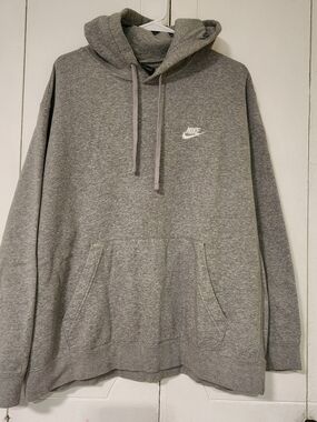 Nike Heather Gray Pullover Hoodie with White Logo